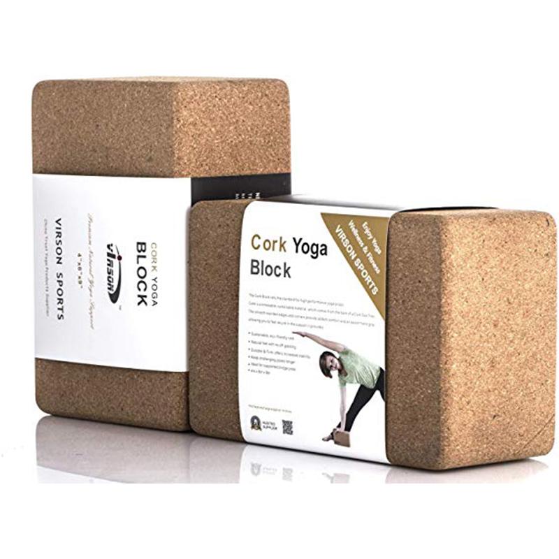 1PC VIRSON cork yoga block,non-toxic, antibacterial, sweep-absorbing
